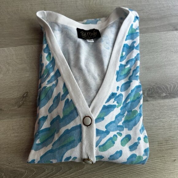 Bob Mackie Cardigan Wearable Art Blue Artsy Wearable Art Boho Resortwear Sz XL - Picture 1 of 10